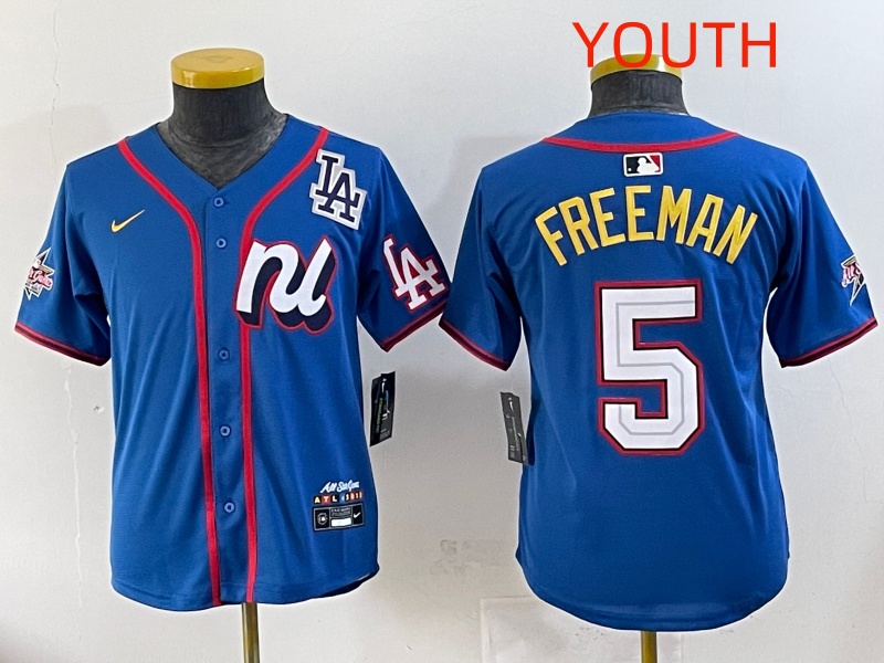 Youth 2025 Los Angeles Dodgers #5 Freeman Blue Nike 2025 MLB All Star Jersey style 002->youth mlb jersey->Youth Jersey